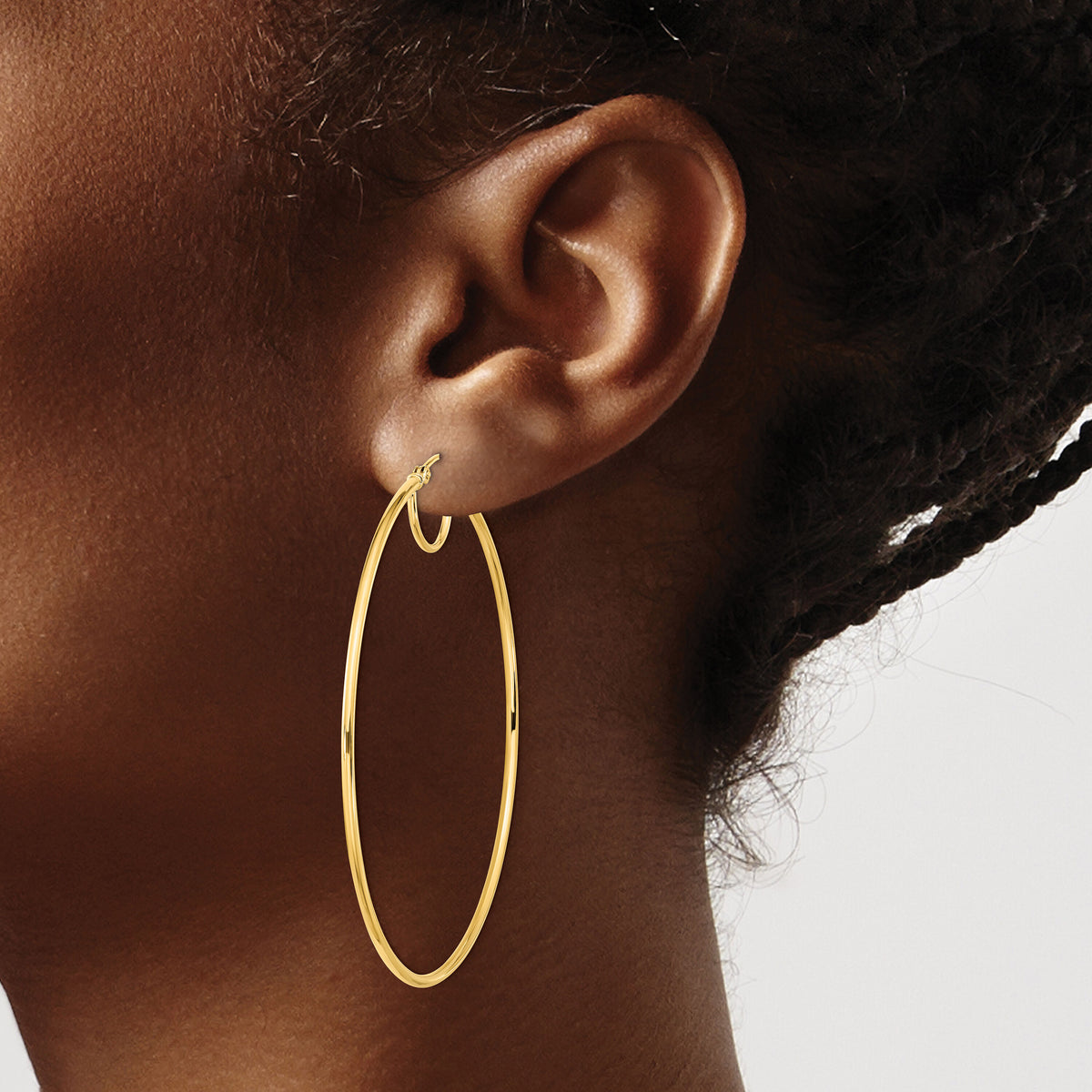 14K Polished Fancy Hoop Earrings-TF2151