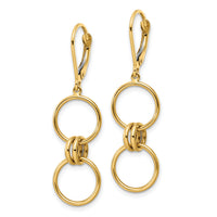 14k Circle Dangle Leverback Earrings-TF2159
