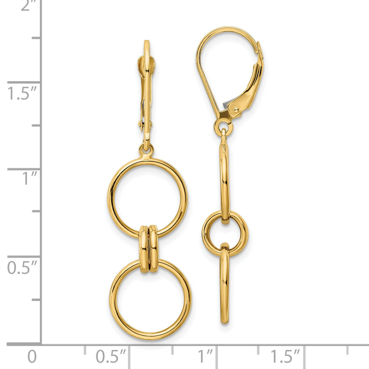 14k Circle Dangle Leverback Earrings-TF2159
