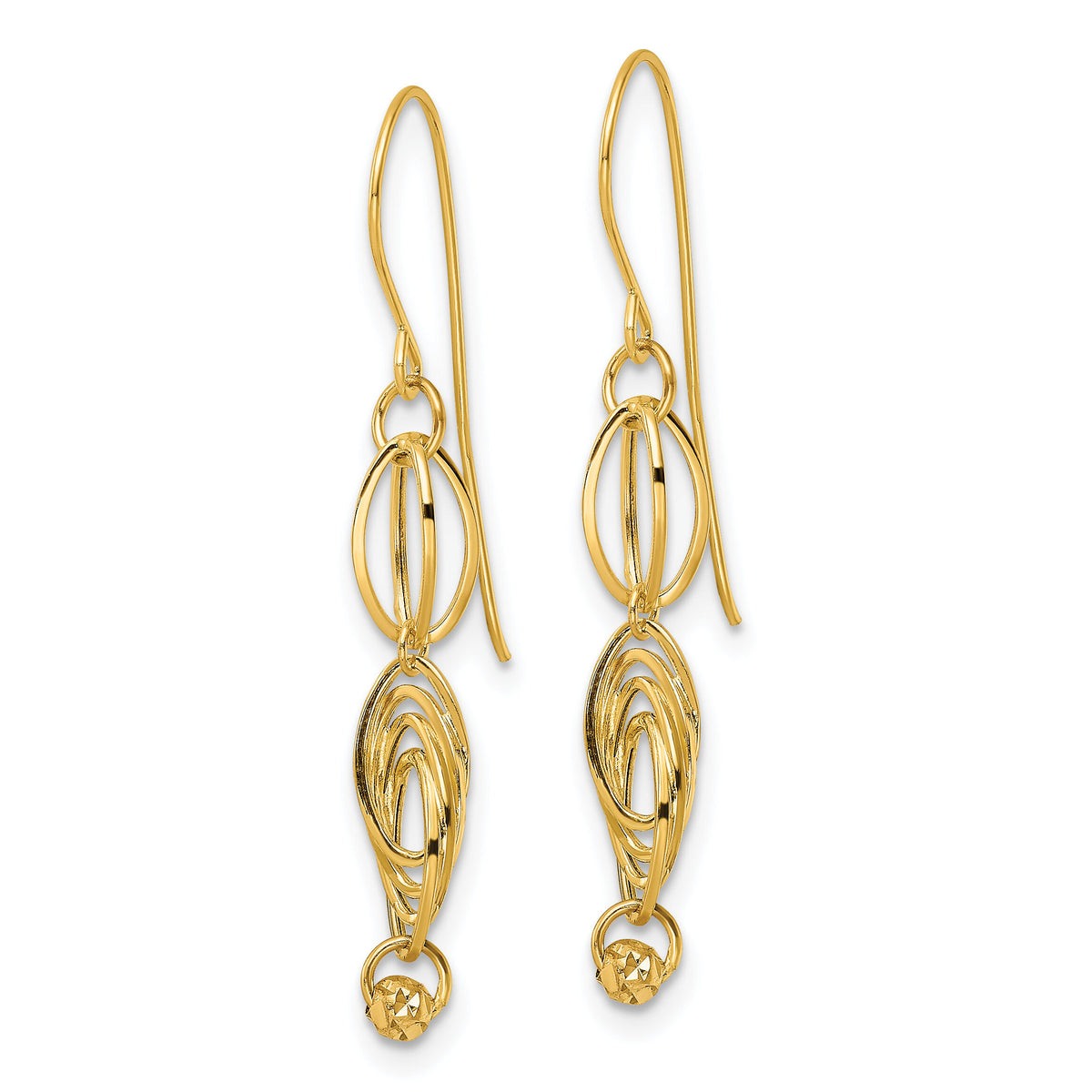 14K Oval Link Dangle Earrings-TF2161