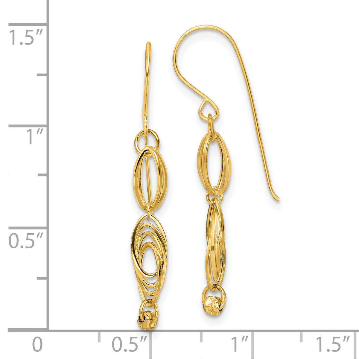 14K Oval Link Dangle Earrings-TF2161
