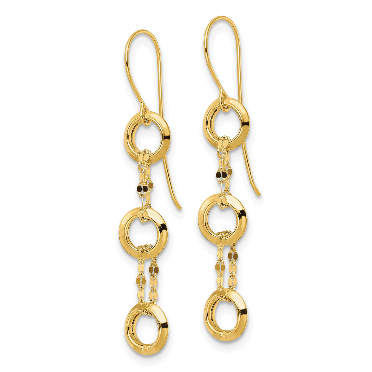 14K Three Circle Dangle Earrings-TF2162