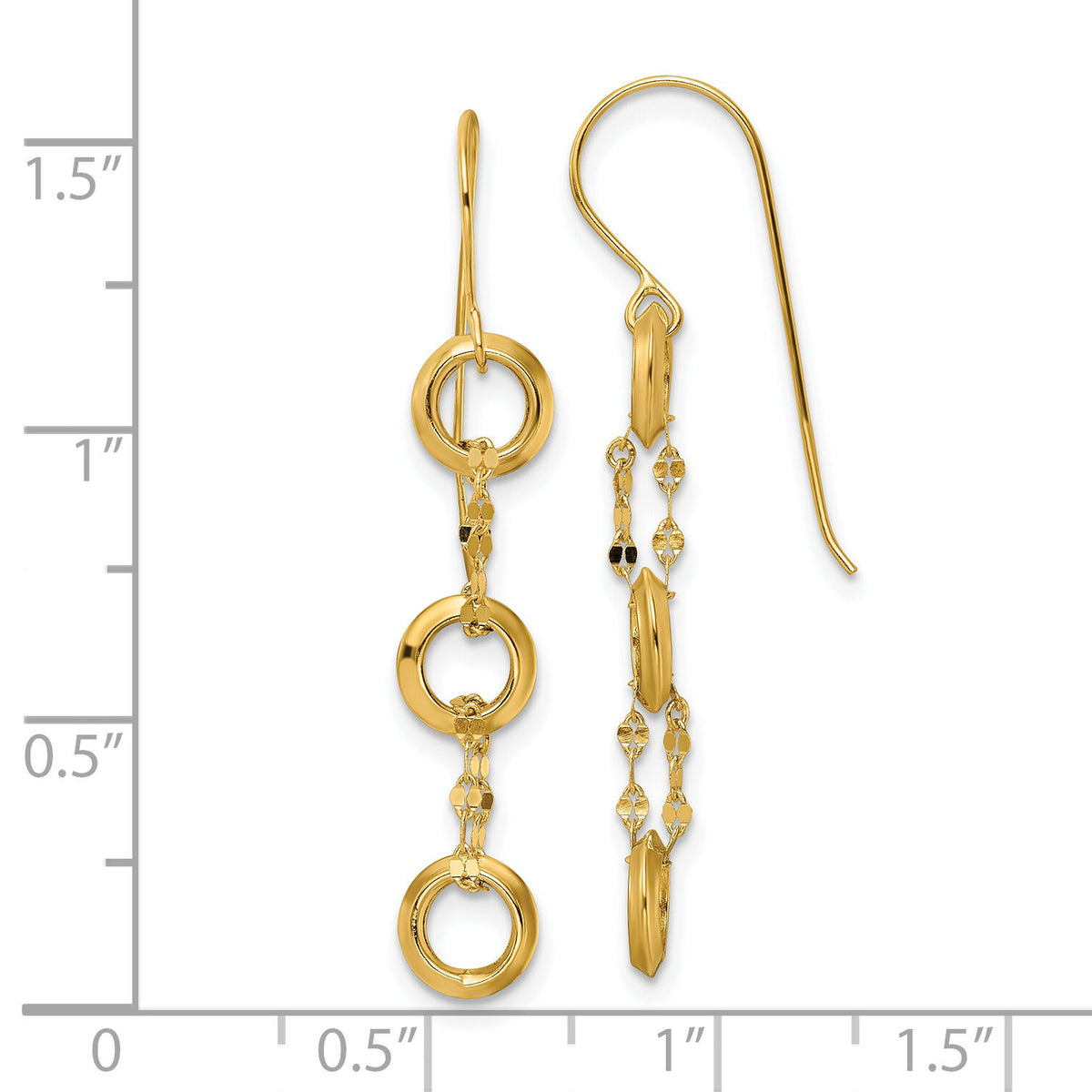 14K Three Circle Dangle Earrings-TF2162