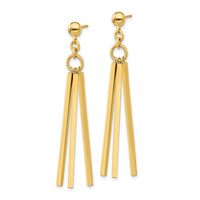 14K Polished 3 Bar Post Dangle Earrings-TF2166