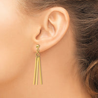 14K Polished 3 Bar Post Dangle Earrings-TF2166