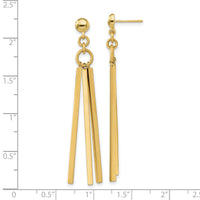 14K Polished 3 Bar Post Dangle Earrings-TF2166