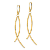 14K Polished Diamond Cut Fancy Dangle Leverback Earrings-TF2167