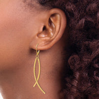 14K Polished Diamond Cut Fancy Dangle Leverback Earrings-TF2167