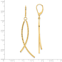 14K Polished Diamond Cut Fancy Dangle Leverback Earrings-TF2167