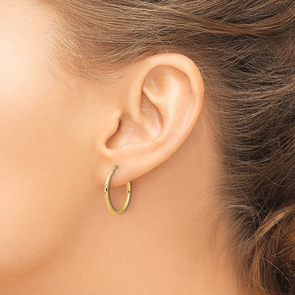 14k D/C 1.50mm Endless Hoop Earrings-TF2175