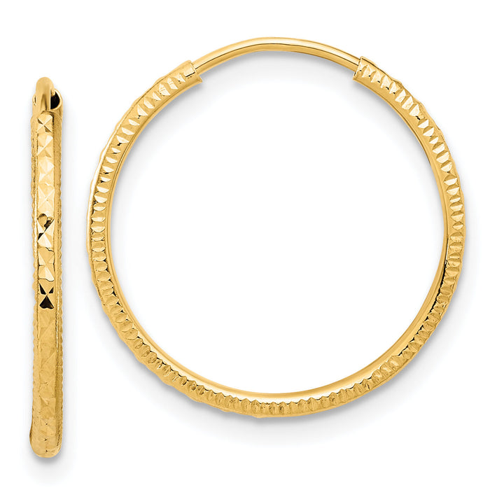 14k D/C 1.50mm Endless Hoop Earrings-TF2175