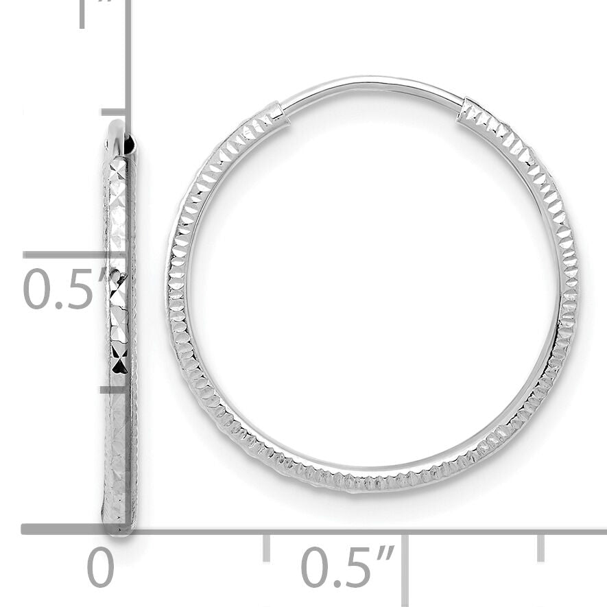 14k White Gold D/C 1.50mm Endless Hoop Earrings-TF2175W