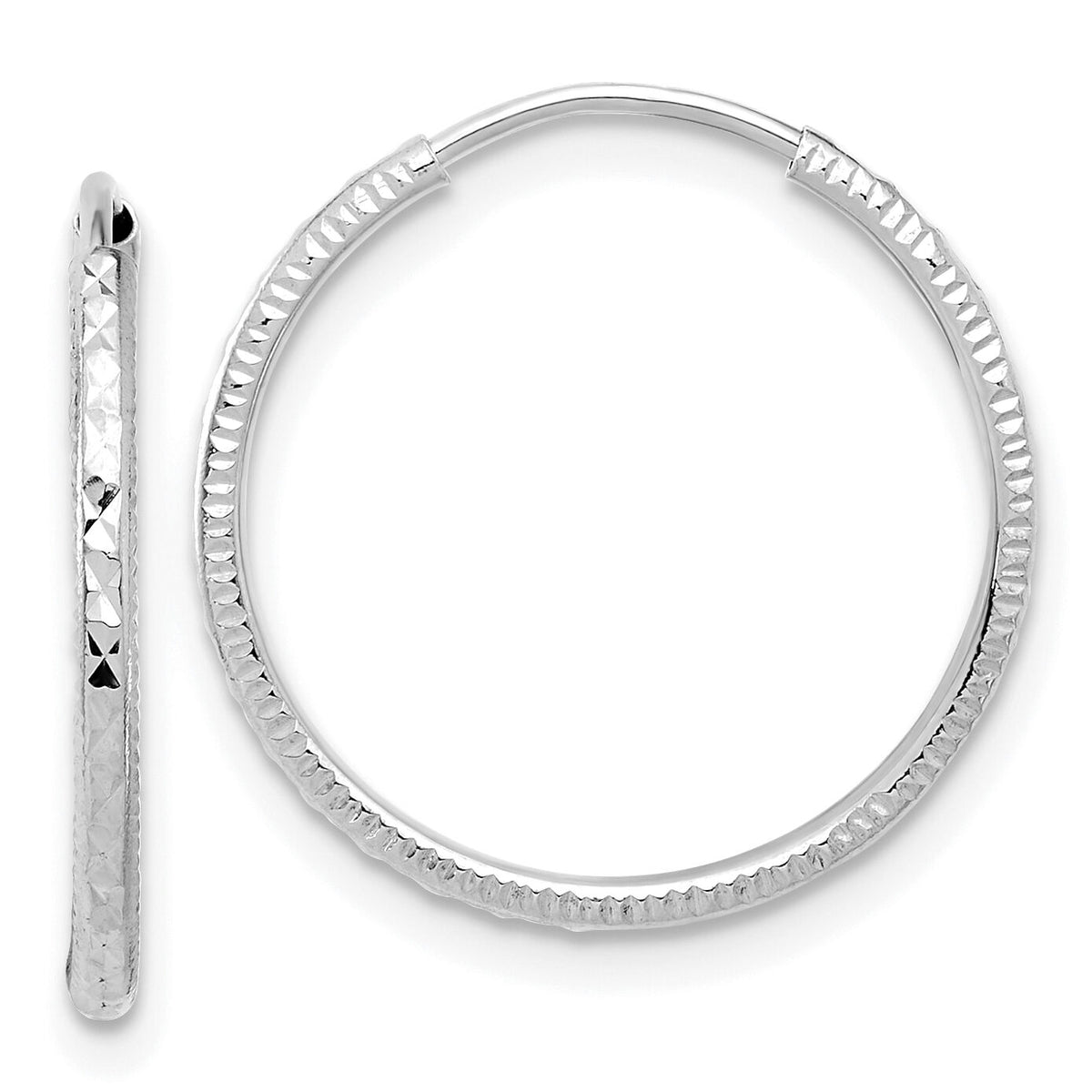 14k White Gold D/C 1.50mm Endless Hoop Earrings-TF2175W