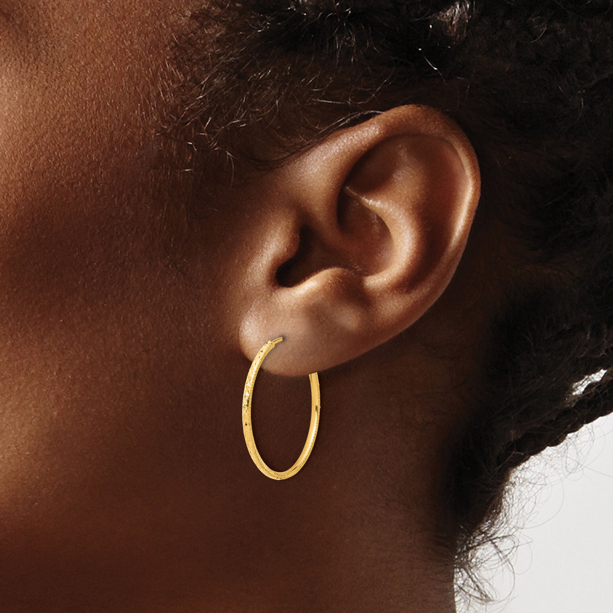 14k D/C 1.50mm Endless Hoop Earrings-TF2176