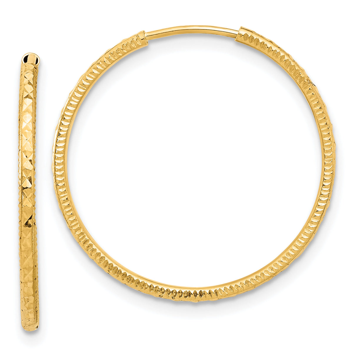 14k D/C 1.50mm Endless Hoop Earrings-TF2176