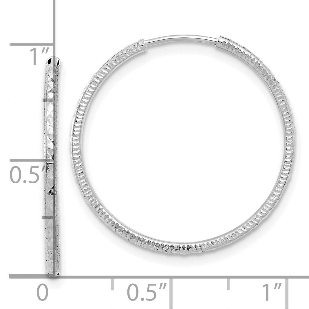 14k White Gold D/C 1.50mm Endless Hoop Earrings-TF2176W