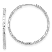 14k White Gold D/C 1.50mm Endless Hoop Earrings-TF2176W