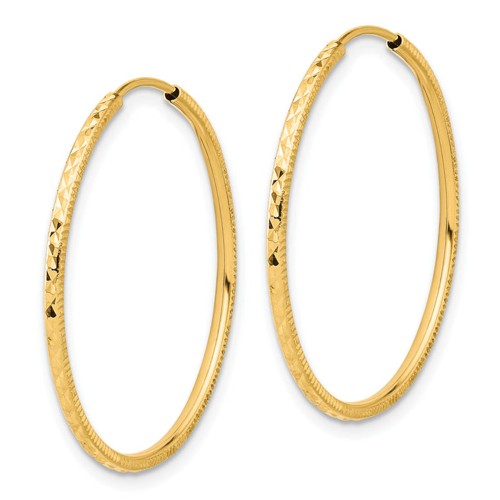 14k D/C 1.50mm Endless Hoop Earrings-TF2177