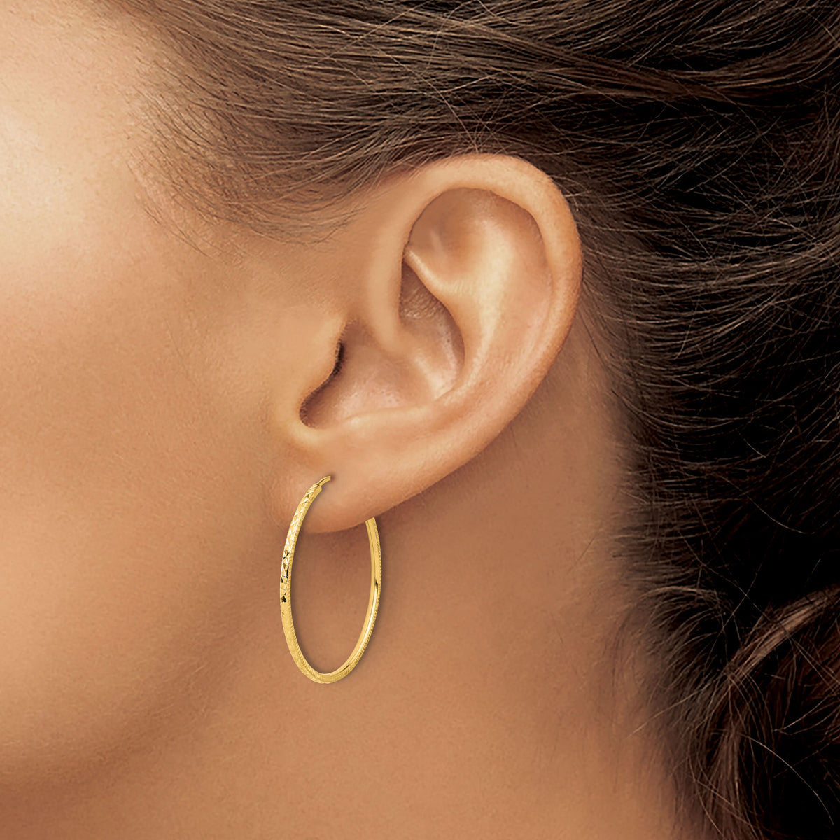 14k D/C 1.50mm Endless Hoop Earrings-TF2177
