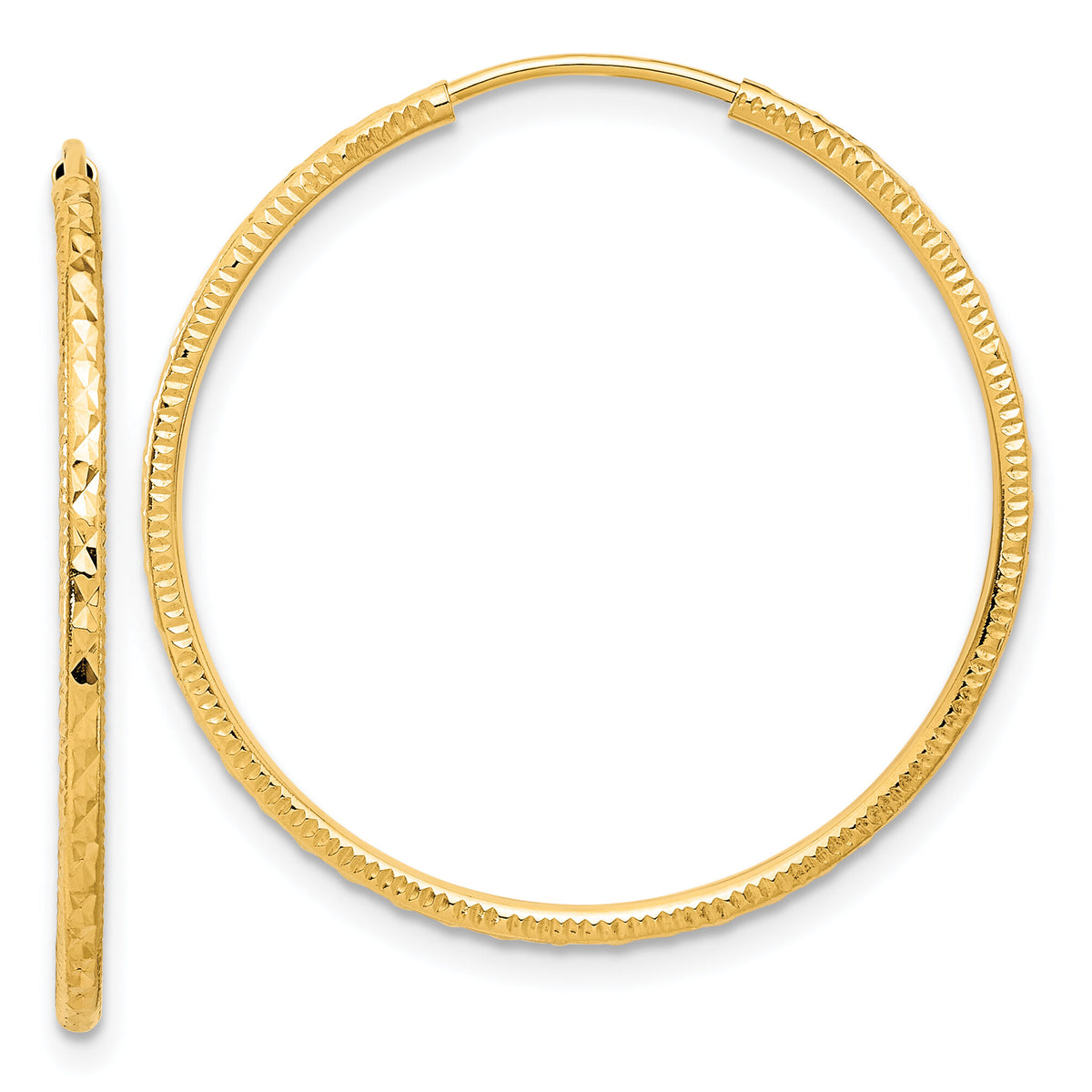 14k D/C 1.50mm Endless Hoop Earrings-TF2177
