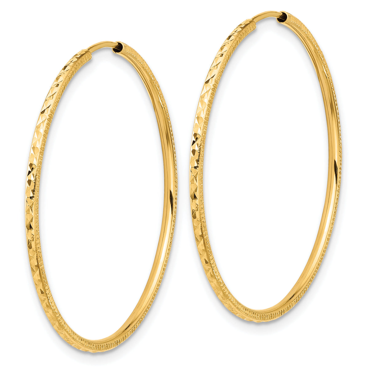 14k D/C 1.50mm Endless Hoop Earrings-TF2178