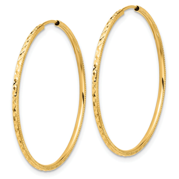 14k D/C 1.50mm Endless Hoop Earrings-TF2178