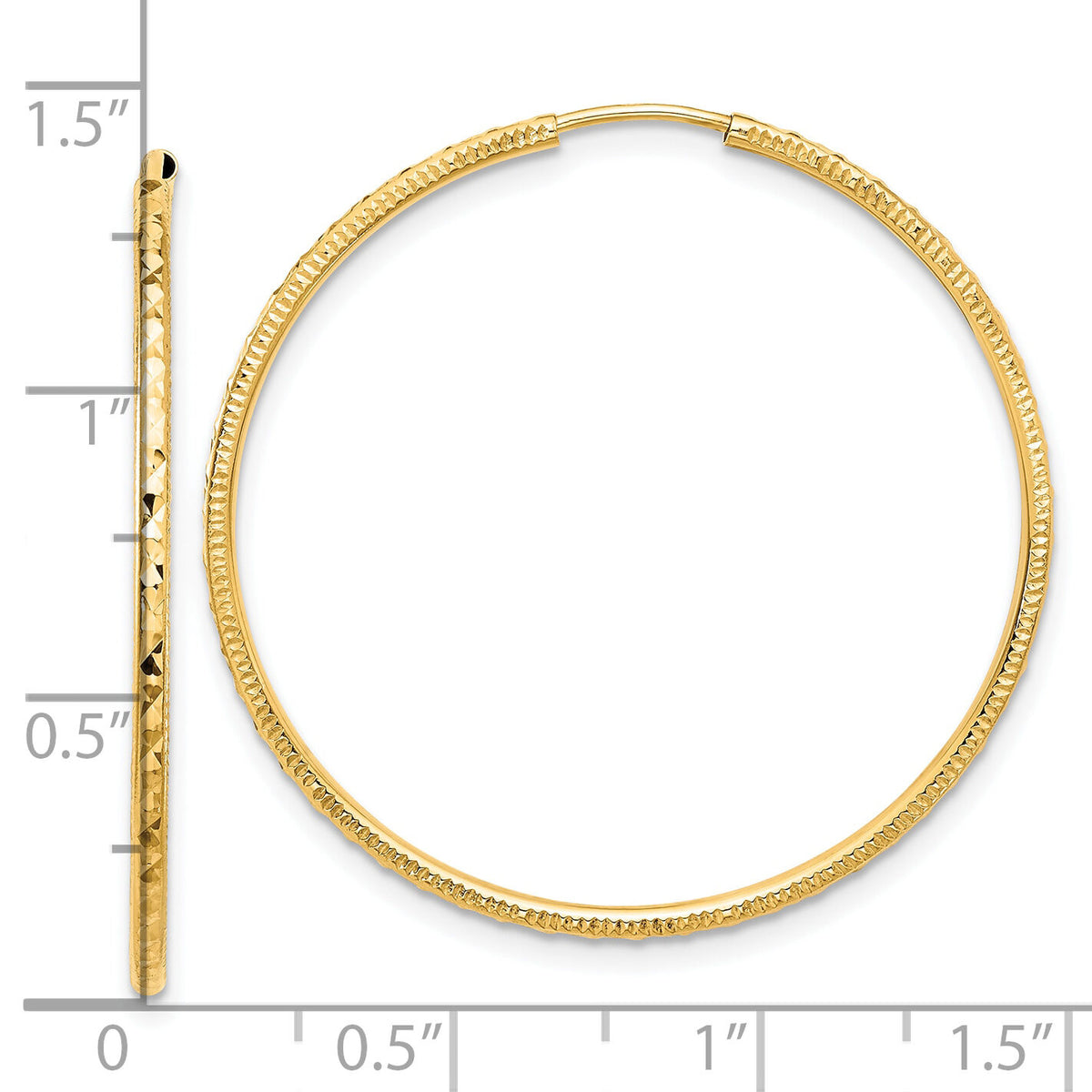 14k D/C 1.50mm Endless Hoop Earrings-TF2178