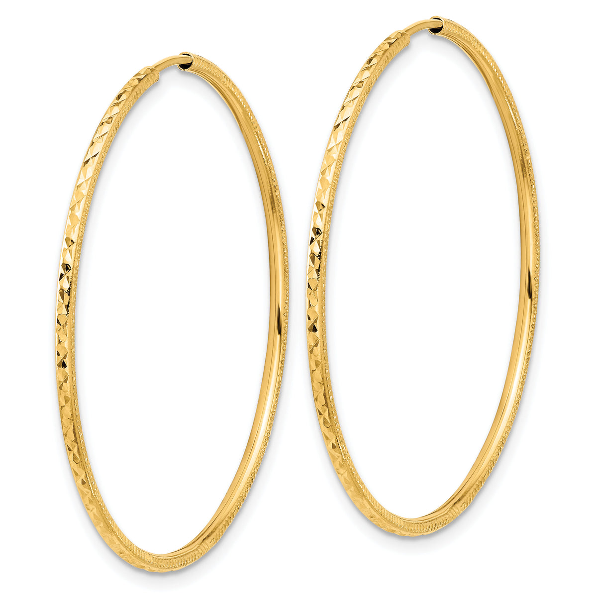 14k D/C 1.50mm Endless Hoop Earrings-TF2179