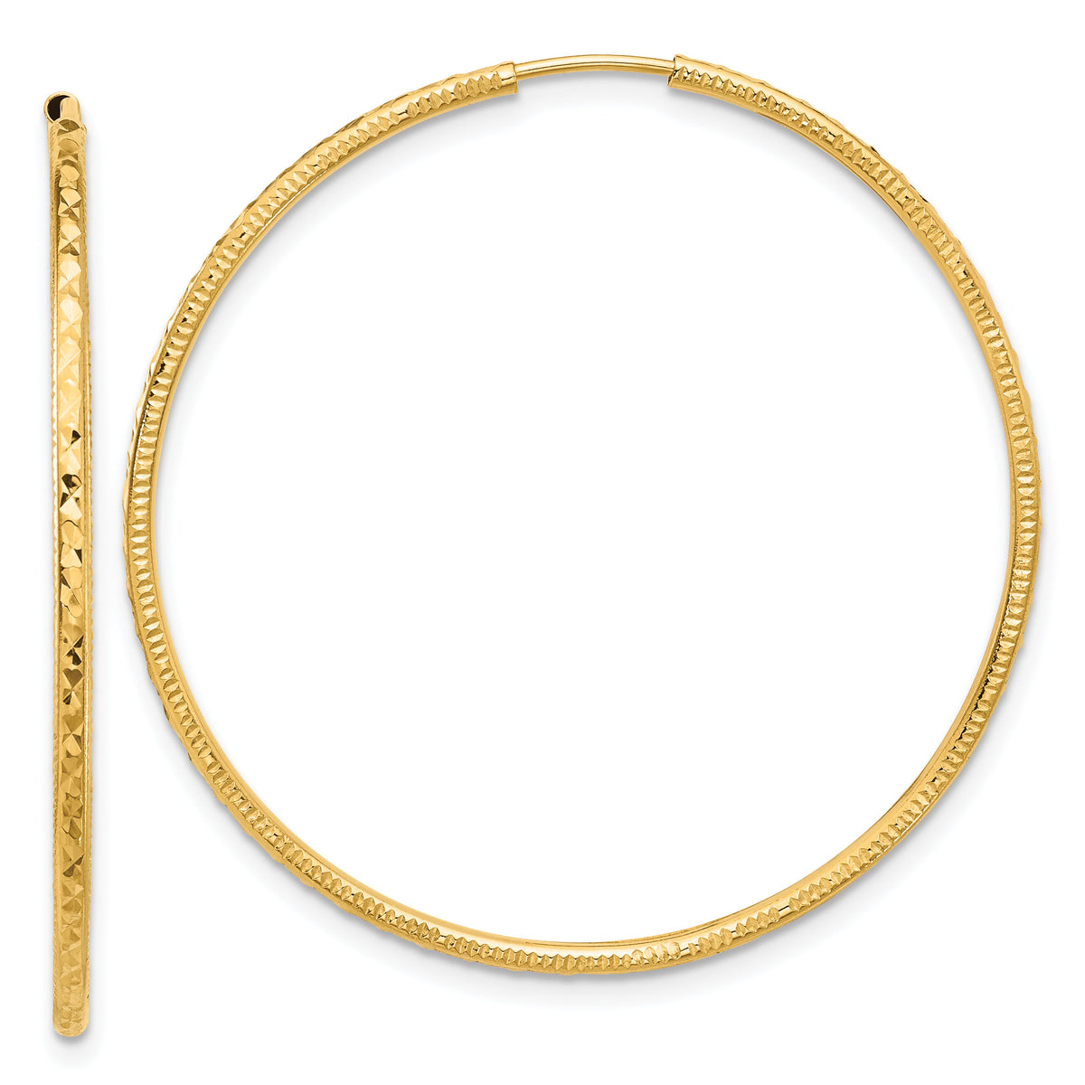 14k D/C 1.50mm Endless Hoop Earrings-TF2179
