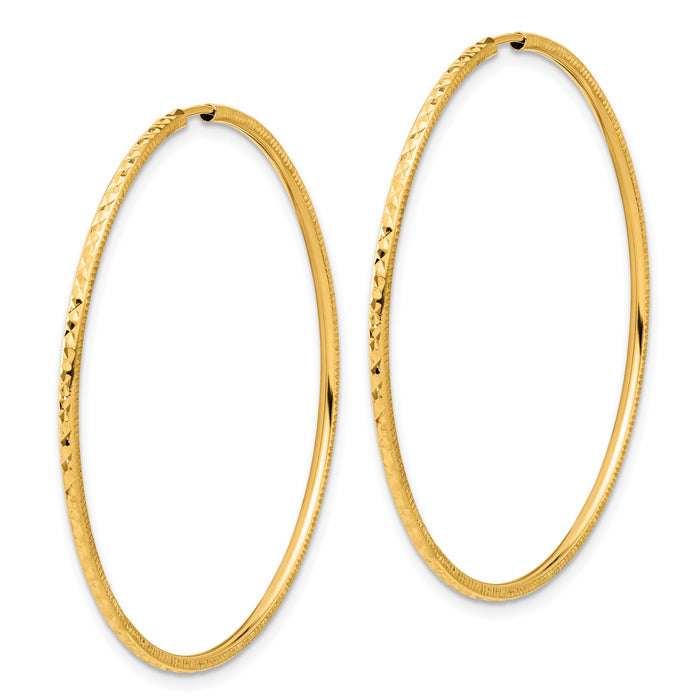 14k D/C 1.50mm Endless Hoop Earrings-TF2180