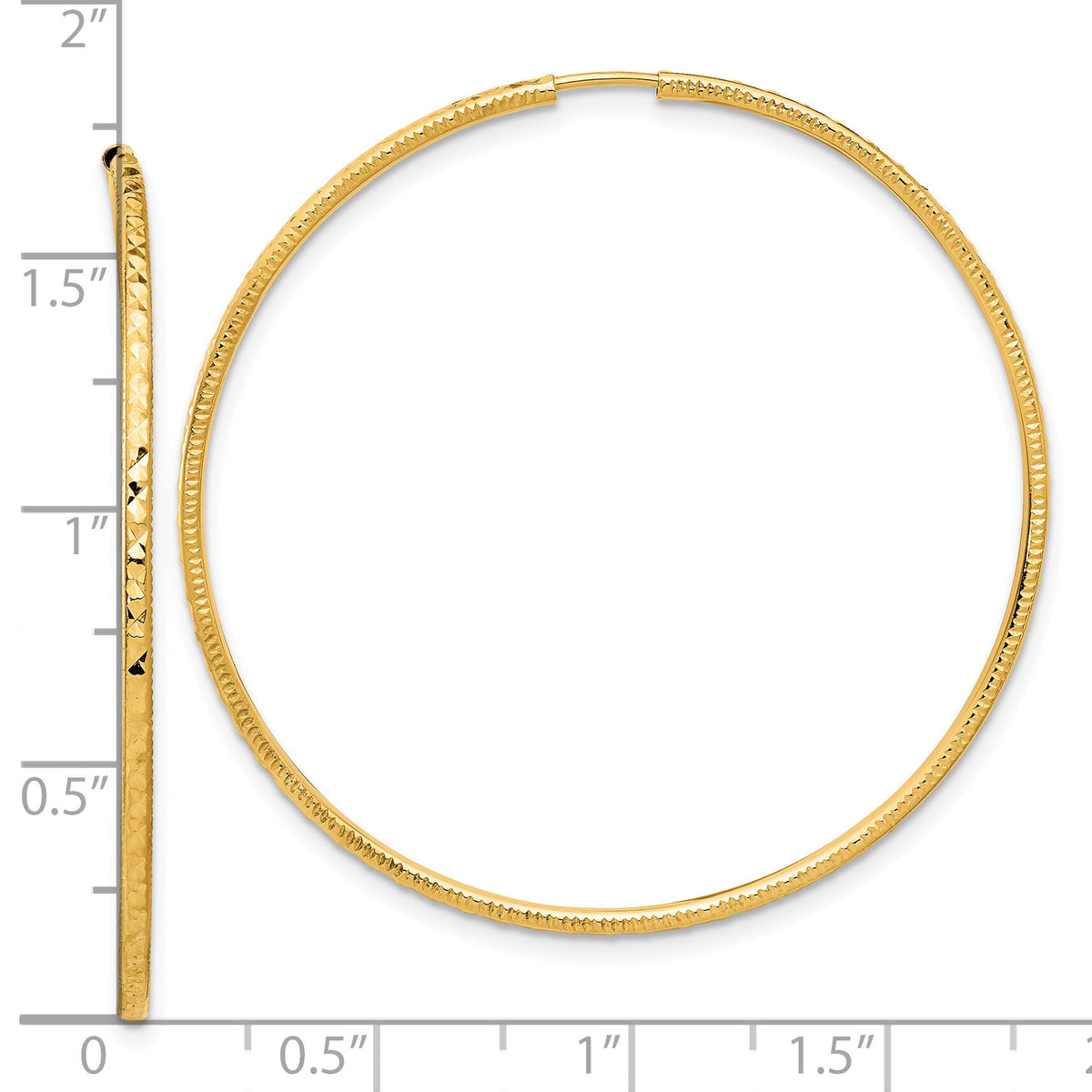 14k D/C 1.50mm Endless Hoop Earrings-TF2180