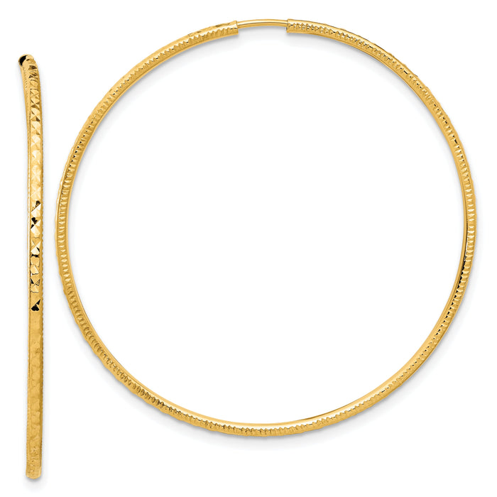 14k D/C 1.50mm Endless Hoop Earrings-TF2180