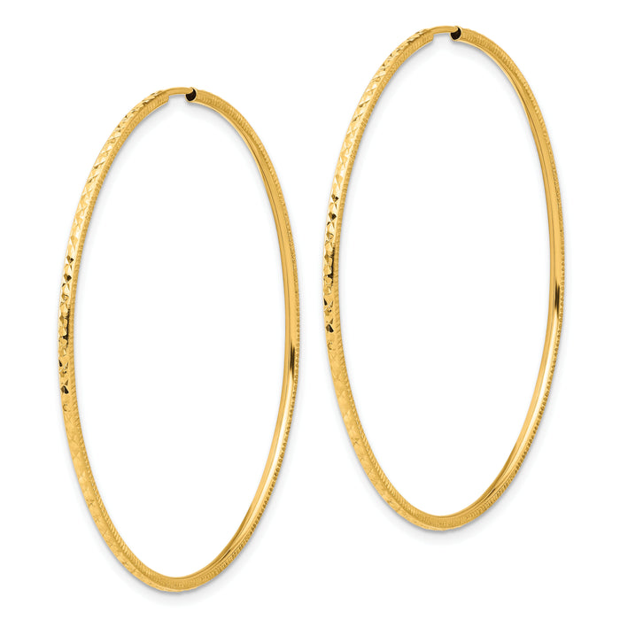 14k D/C 1.50mm Endless Hoop Earrings-TF2181