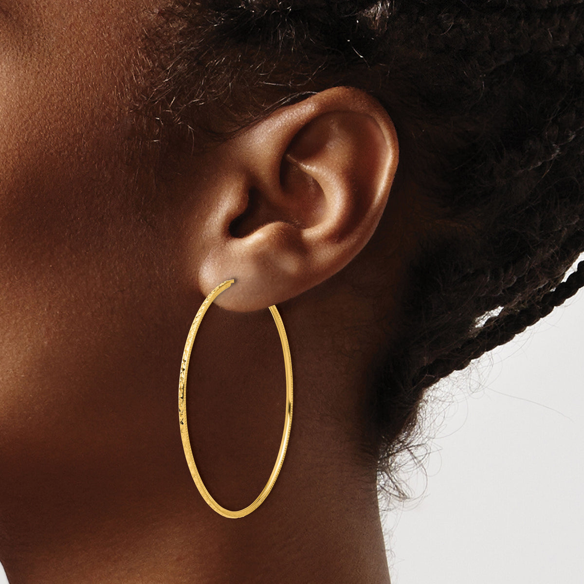 14k D/C 1.50mm Endless Hoop Earrings-TF2181