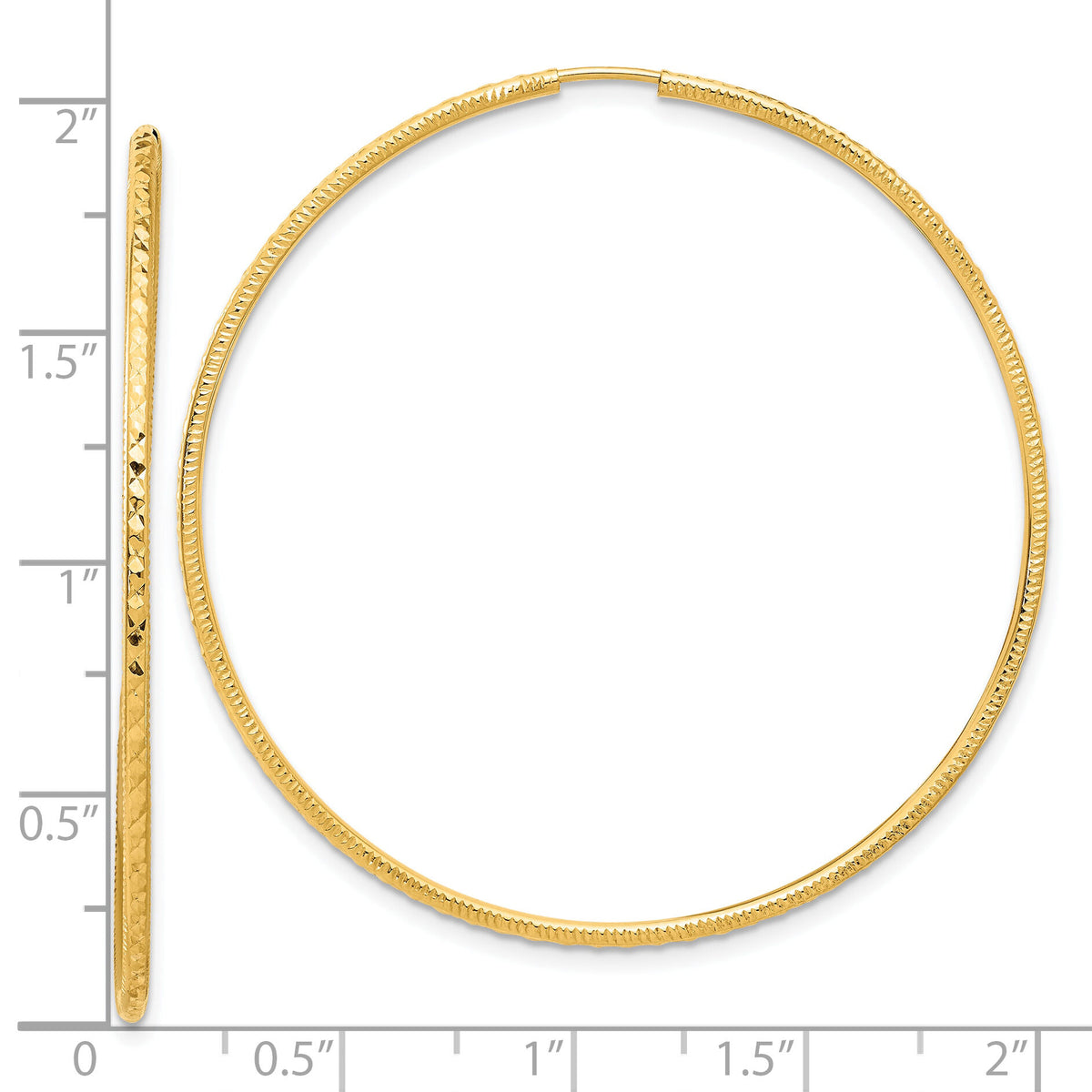 14k D/C 1.50mm Endless Hoop Earrings-TF2181