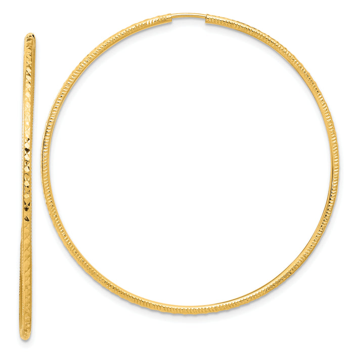 14k D/C 1.50mm Endless Hoop Earrings-TF2181