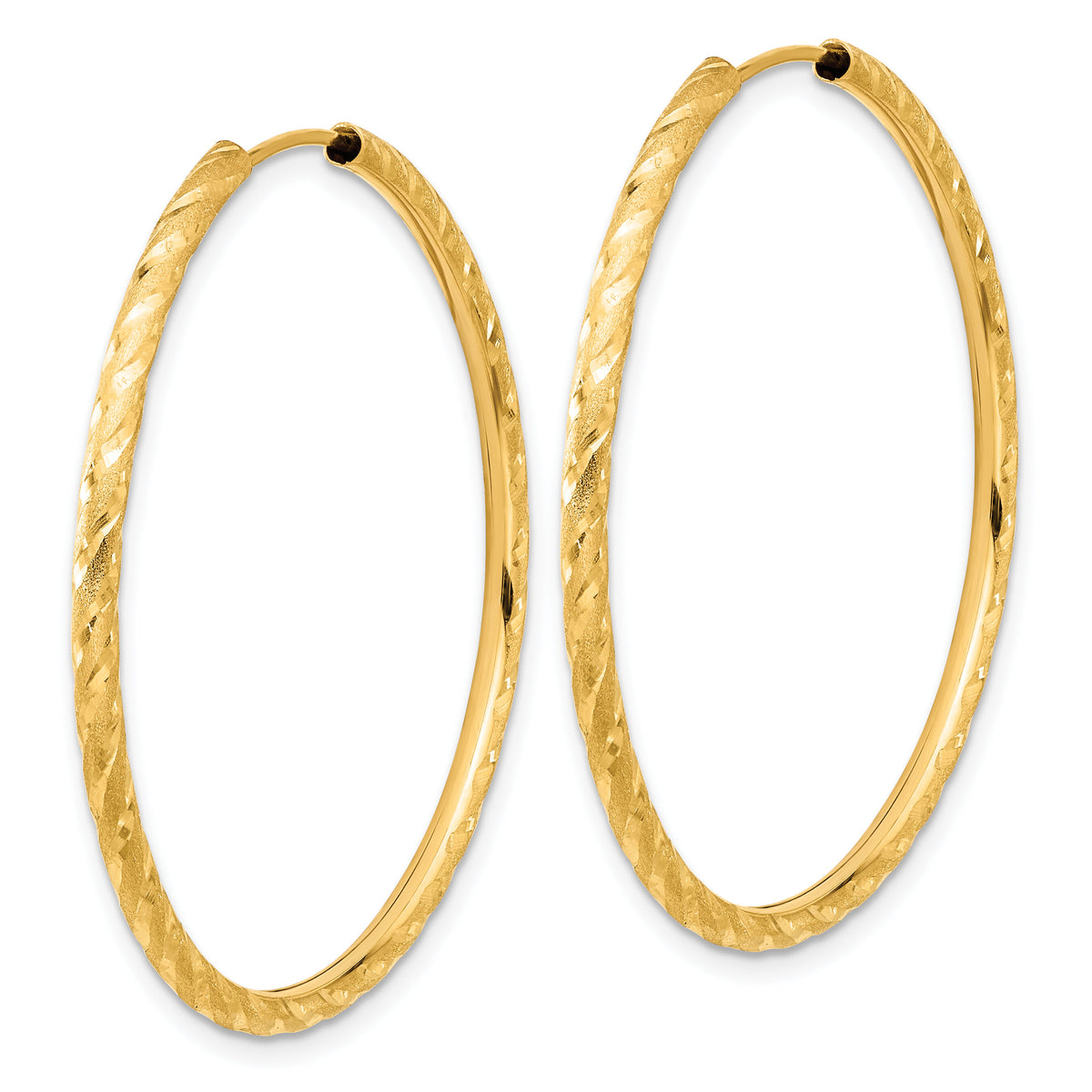 14k Polished and Satin D/C 2.00mm Endless Hoop Earrings-TF2182