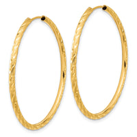 14k Polished and Satin D/C 2.00mm Endless Hoop Earrings-TF2182