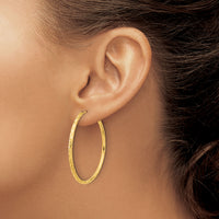 14k Polished and Satin D/C 2.00mm Endless Hoop Earrings-TF2182