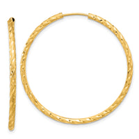 14k Polished and Satin D/C 2.00mm Endless Hoop Earrings-TF2182