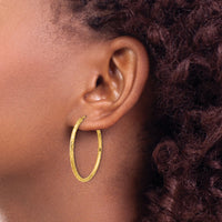 14k Polished and Satin D/C 2.00mm Endless Hoop Earrings-TF2183