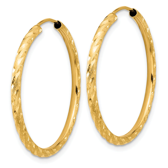 14k Polished and Satin D/C 2.00mm Endless Hoop Earrings-TF2184