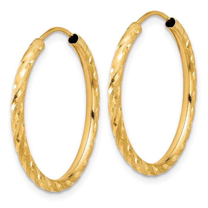 14k Polished and Satin D/C 2.00mm Endless Hoop Earrings-TF2185