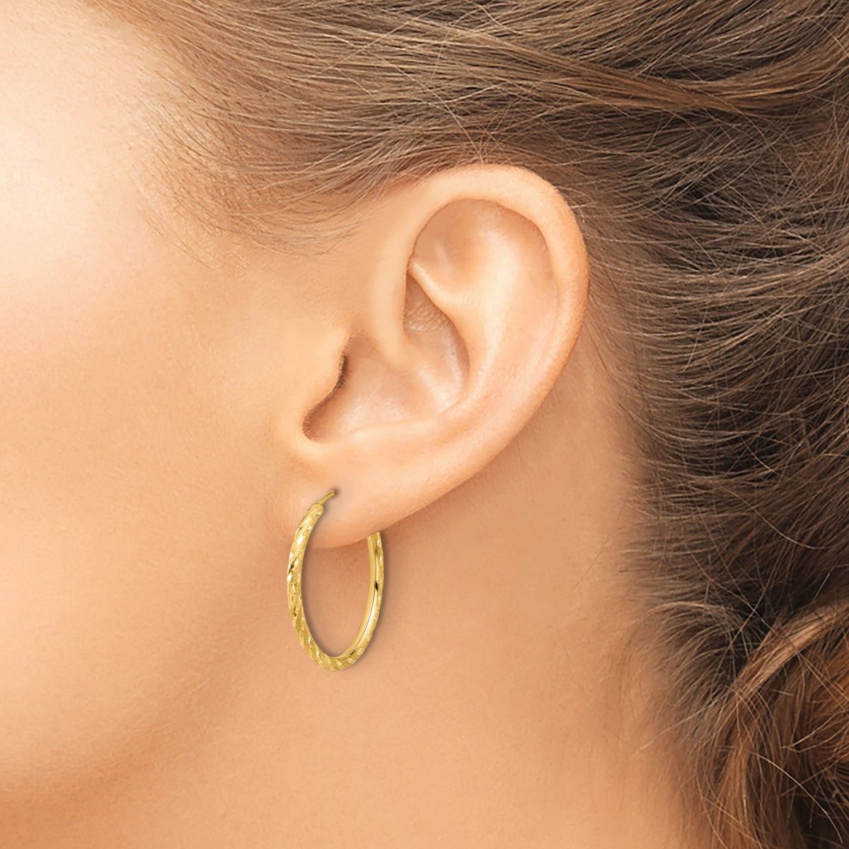 14k Polished and Satin D/C 2.00mm Endless Hoop Earrings-TF2185