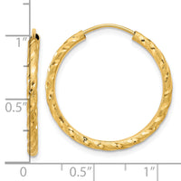 14k Polished and Satin D/C 2.00mm Endless Hoop Earrings-TF2185