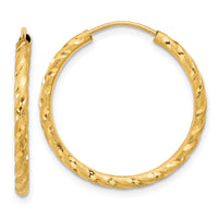 14k Polished and Satin D/C 2.00mm Endless Hoop Earrings-TF2185