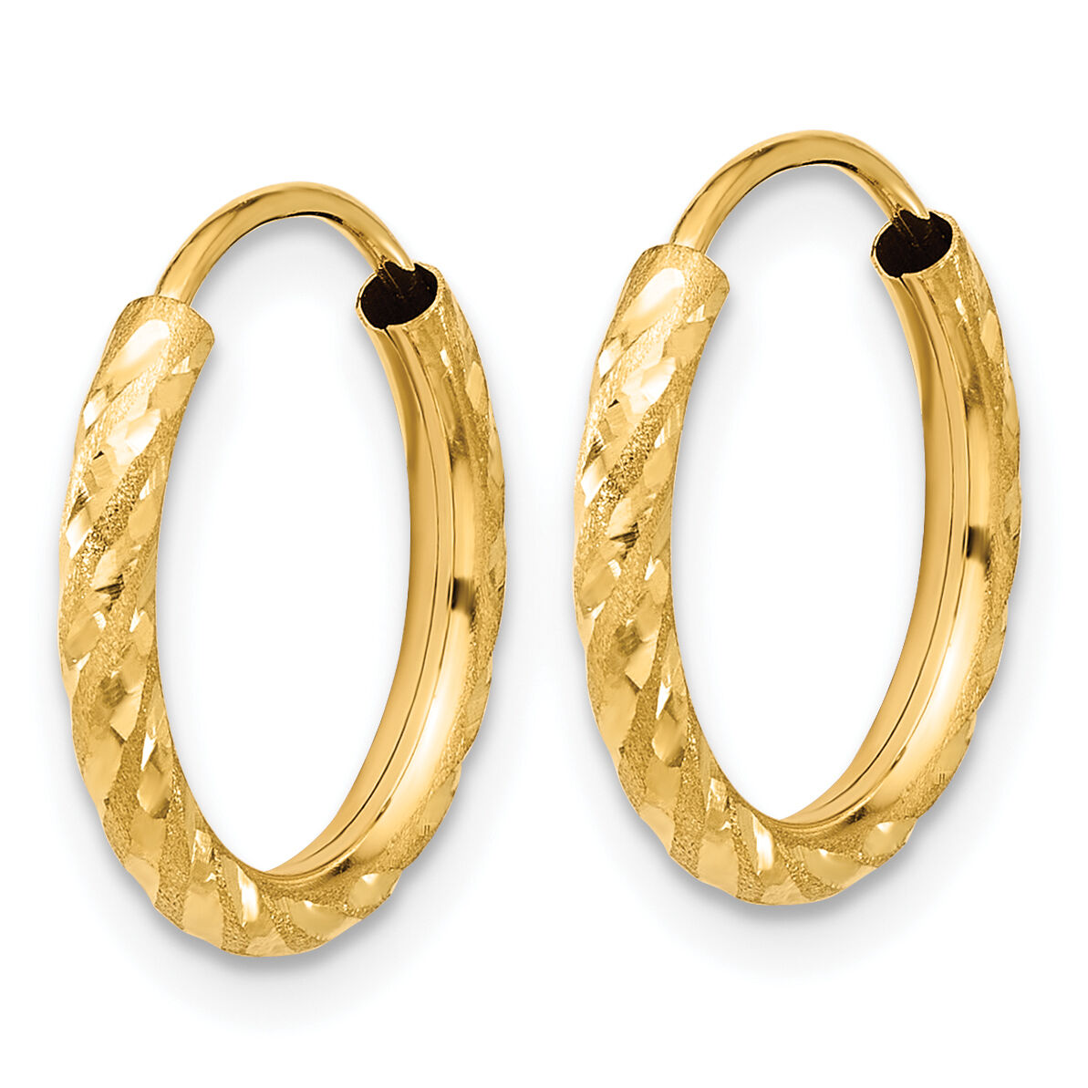 14k Polished and Satin D/C 2.00mm Endless Hoop Earrings-TF2186