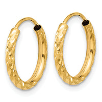 14k Polished and Satin D/C 2.00mm Endless Hoop Earrings-TF2186