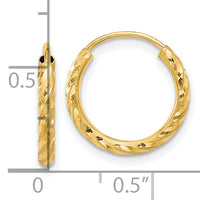 14k Polished and Satin D/C 2.00mm Endless Hoop Earrings-TF2186
