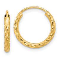 14k Polished and Satin D/C 2.00mm Endless Hoop Earrings-TF2186